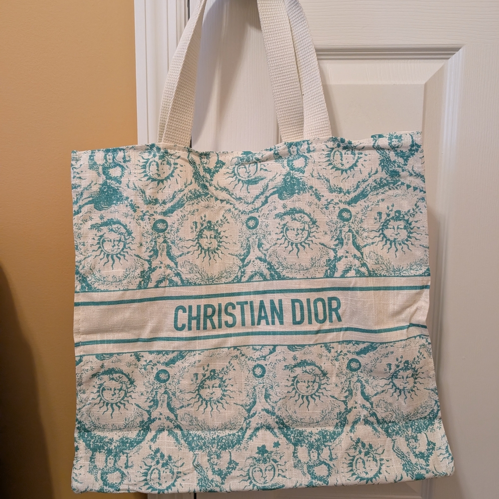 Dior Tote Bag in Teal and Cream